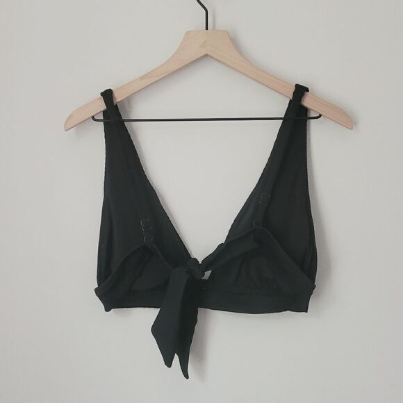 Aerie Triangle Plunge Ribbed Bikini Top in Black Size XXL - Picture 4 of 7